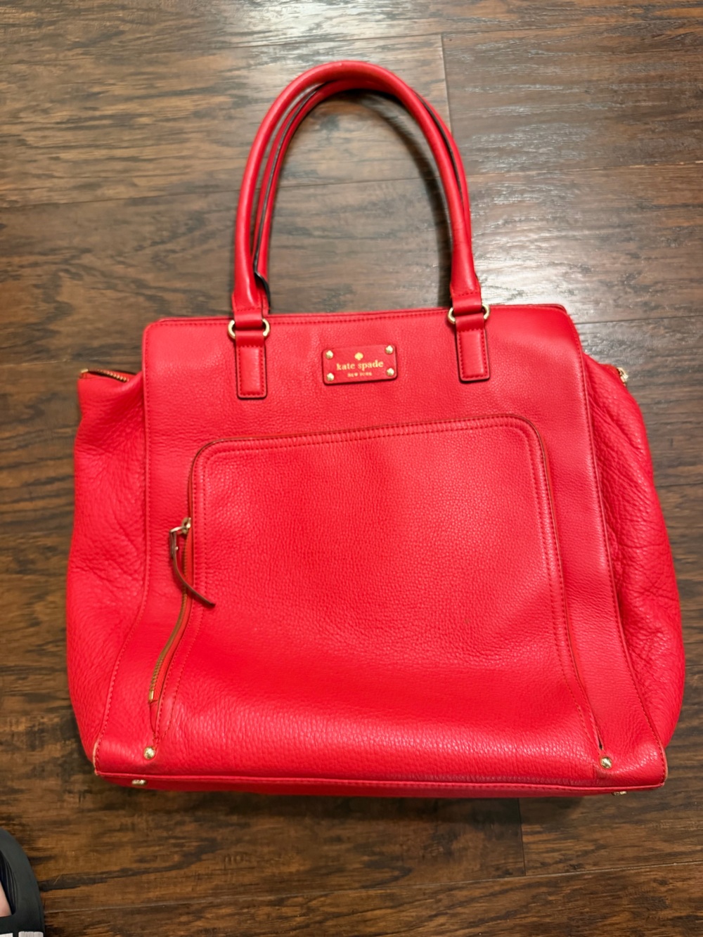 Kate Spade New York  Baxter Street Fernrose Tote Red Pebbled Leather